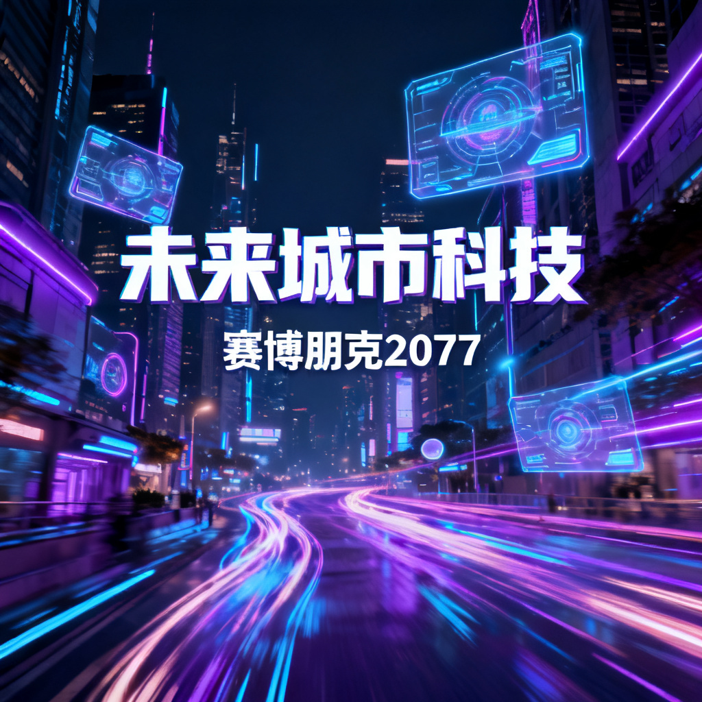 赛博朋克风格PPT内页,霓虹灯光,城市夜景,动态元素,科技感强