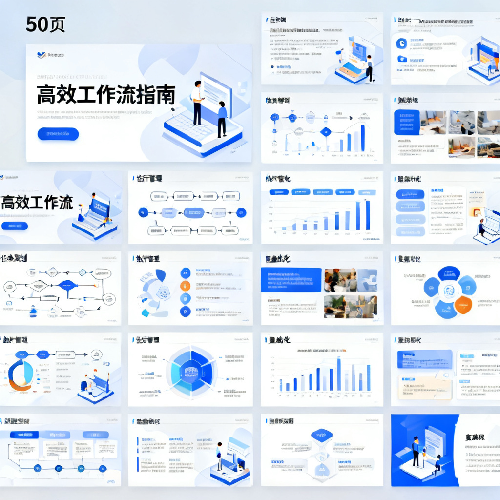 批量生成50页可编辑创意PPT,页面风格统一但内容各异,展示高效工作流