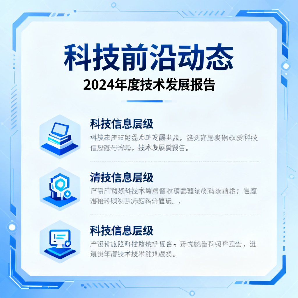现代科技蓝风格的PPT页面，统一配色方案，扁平化图标，清晰的信息层级