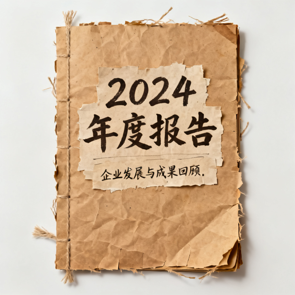 牛皮纸贴画风格的年度报告封面，手工质感，复古配色，文字为手写体