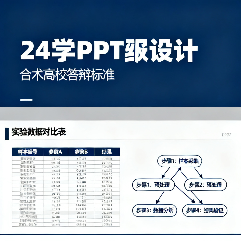 一张学术PPT页面，包含复杂的数据表格和流程图，字体清晰，配色严谨，符合高校答辩标准。