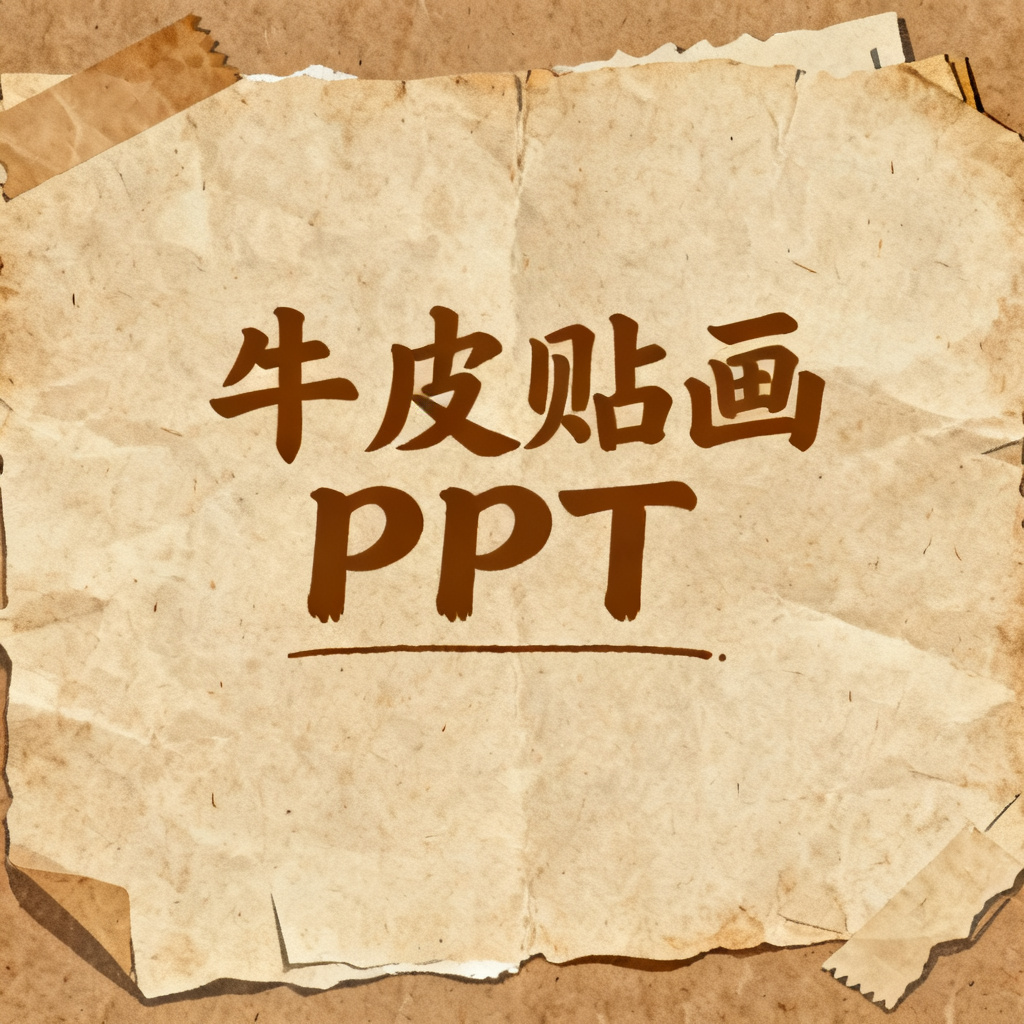 牛皮纸贴画风PPT,复古纹理背景,剪贴画风格元素,手写字体,棕色与米色主色调