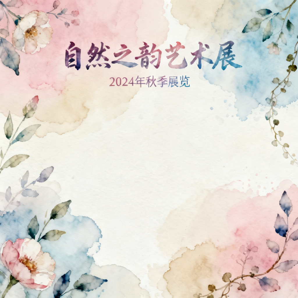 梦幻水彩风格,柔和渐变,自然元素,艺术展览PPT