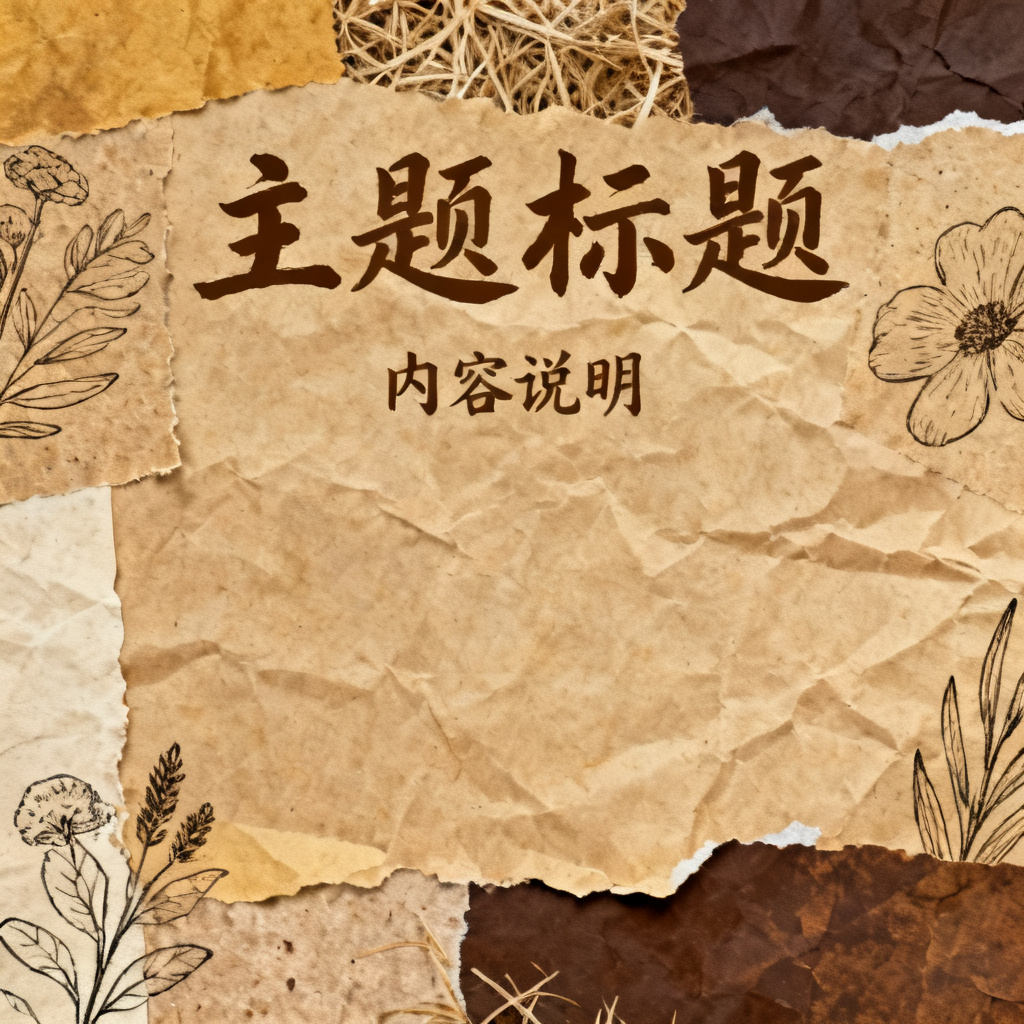 牛皮纸贴画风格的PPT页面,复古色调的拼贴元素,手绘风格的插图和自然纹理背景,文字采用手写体呈现