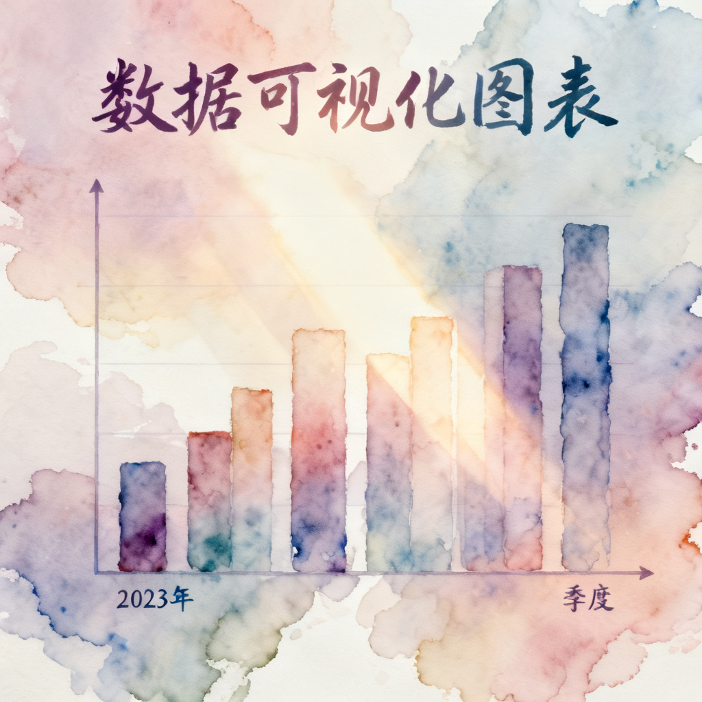 梦幻水彩风格PPT图表,渐变色,柔光效果,数据可视化,艺术感