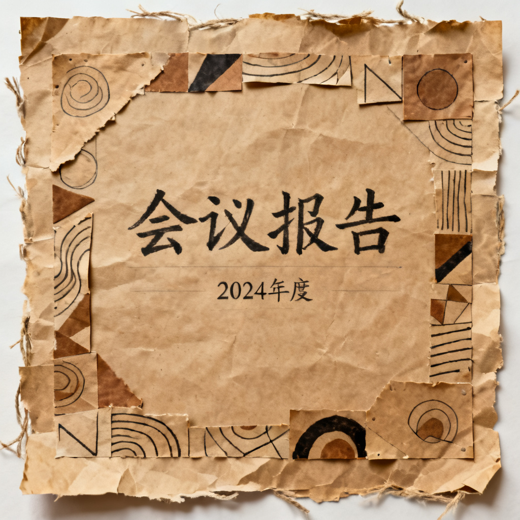 牛皮纸贴画风格,复古纹理,手工质感,会议报告封面