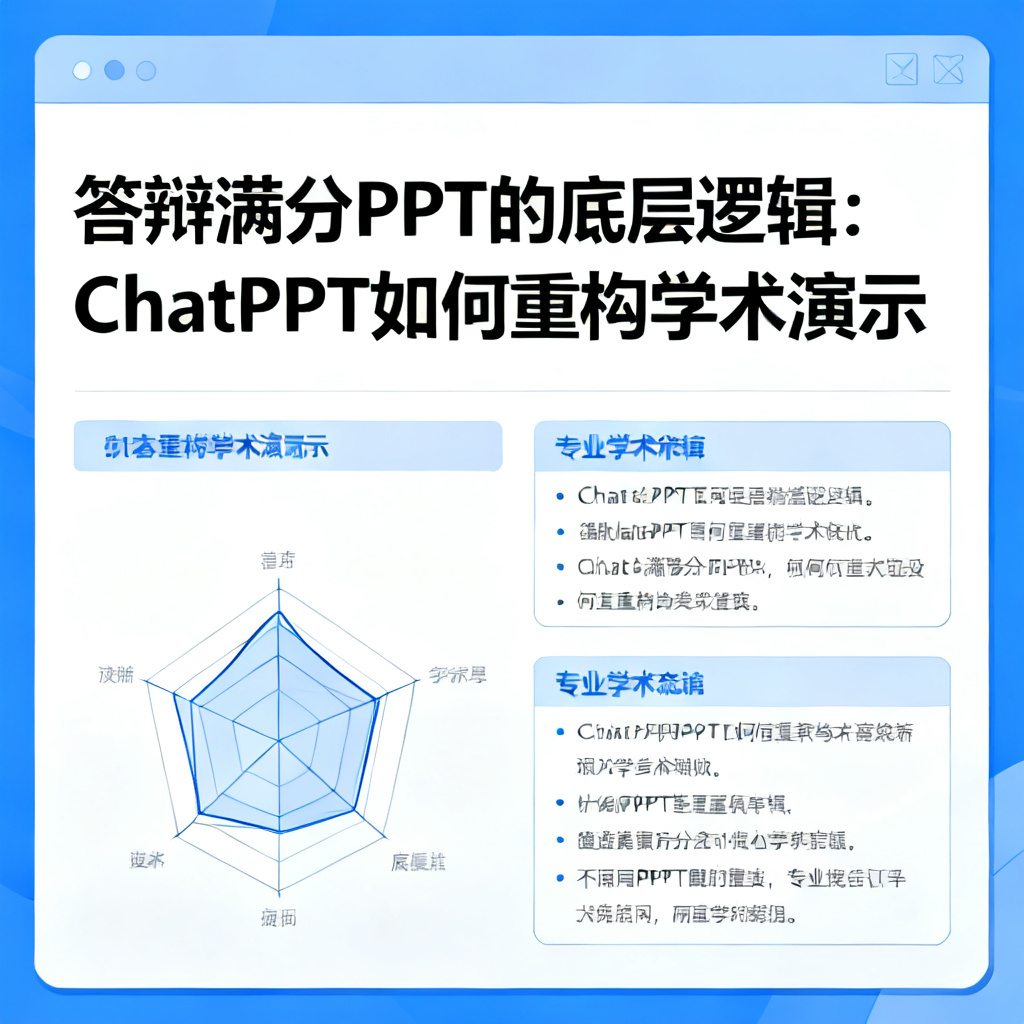 答辩满分PPT的底层逻辑：ChatPPT如何重构学术演示，文章配图，构图简洁，高清质感