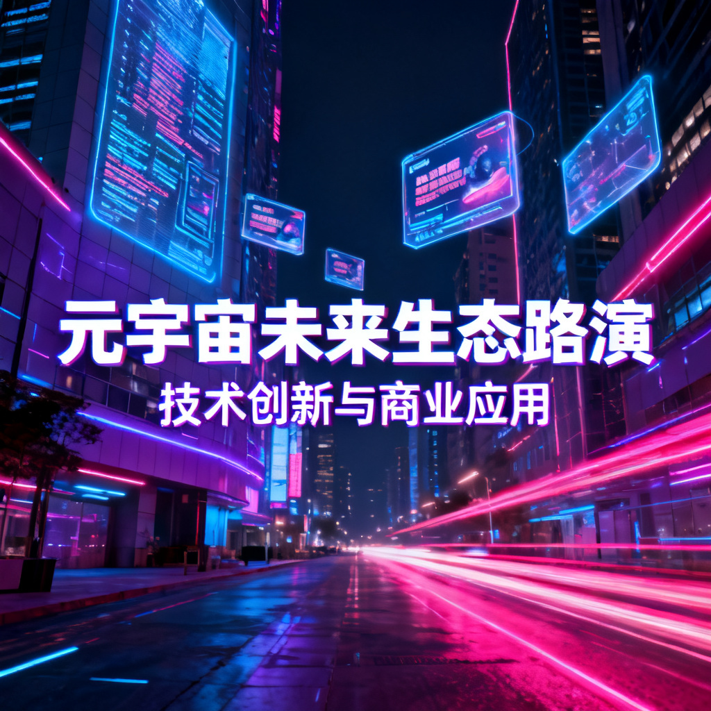 赛博朋克风格的元宇宙路演PPT，霓虹灯光，城市夜景，科技感