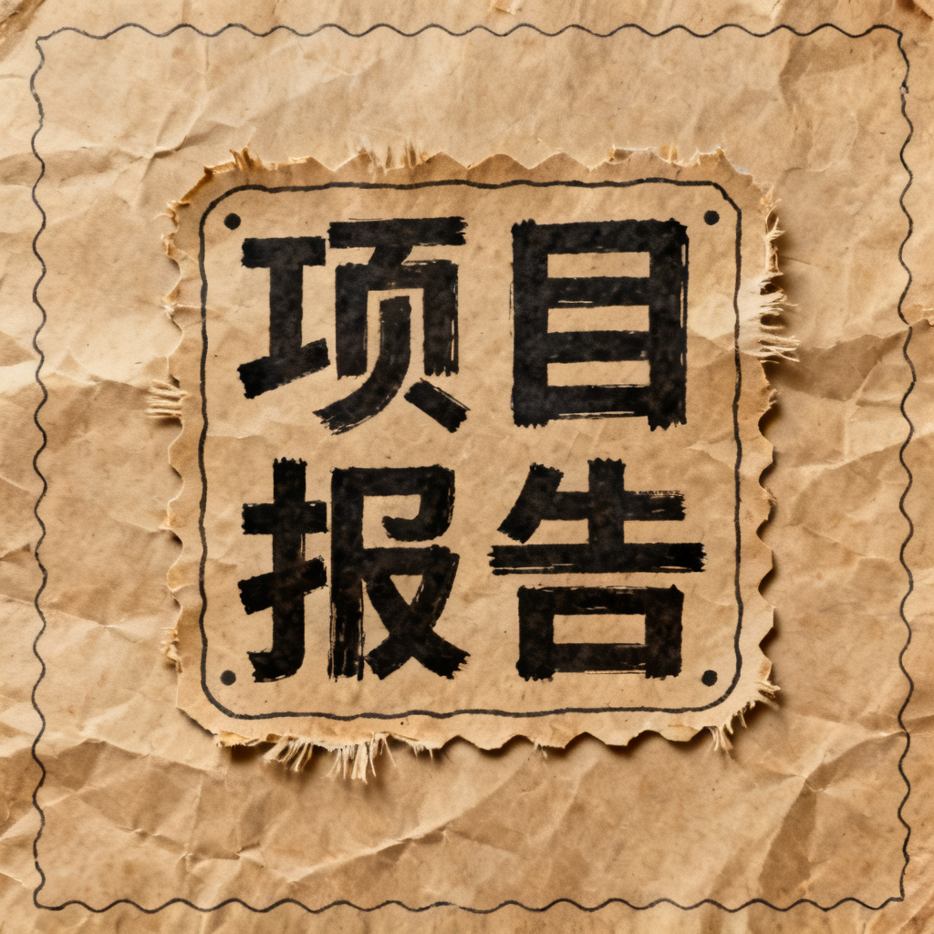 牛皮纸贴画风格报告封面,复古纹理背景,手写字体标题,贴纸风格的图标与边框