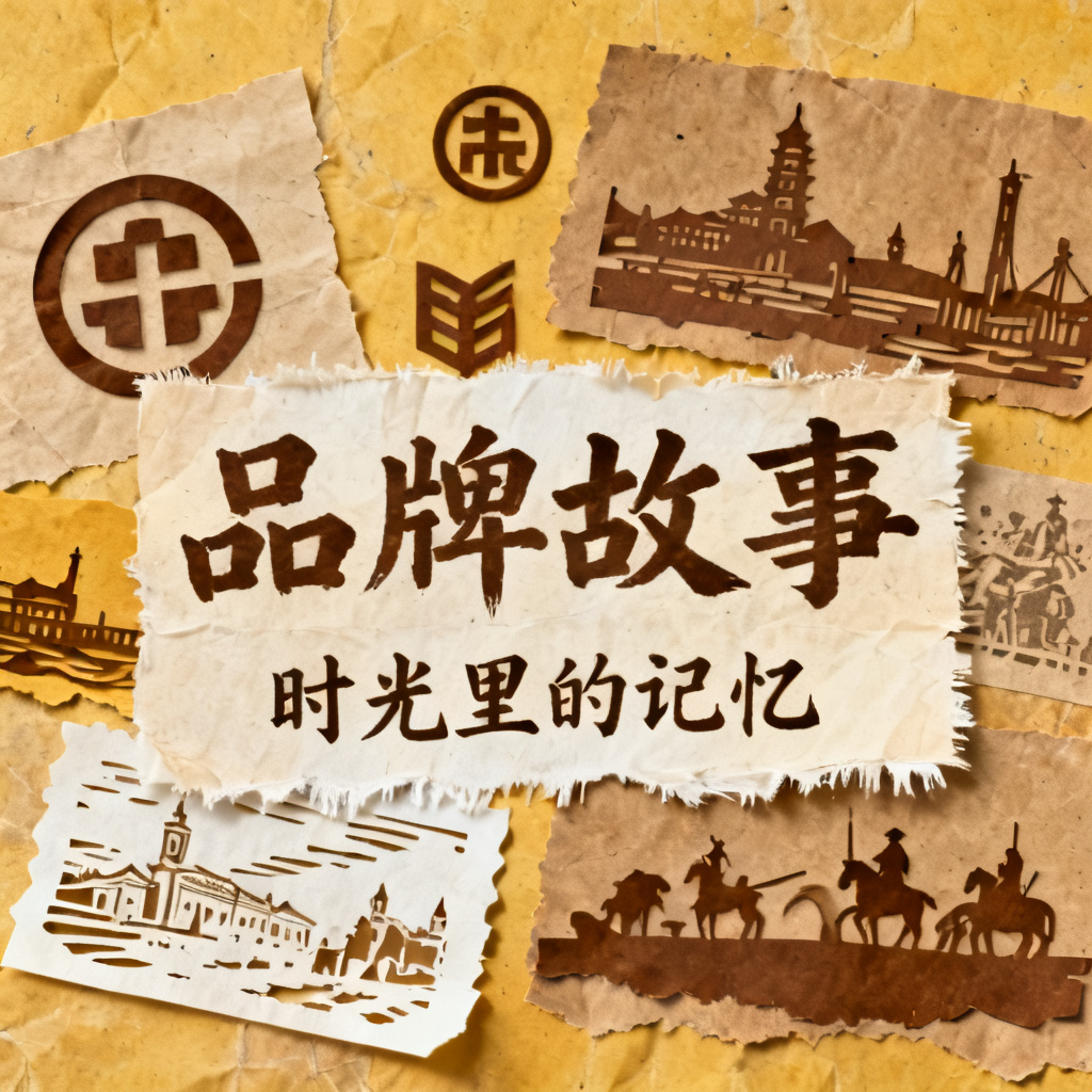 牛皮纸贴画风的品牌故事，复古纹理与手写字体叠加，元素以剪纸风格拼接，色调温暖怀旧