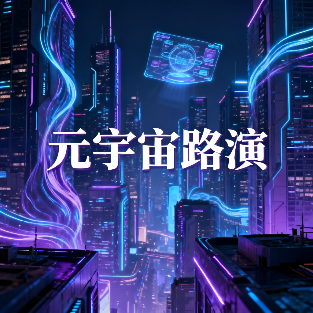 赛博朋克风格元宇宙路演PPT封面，霓虹灯光，未来城市，科技感，4K，超写实细节