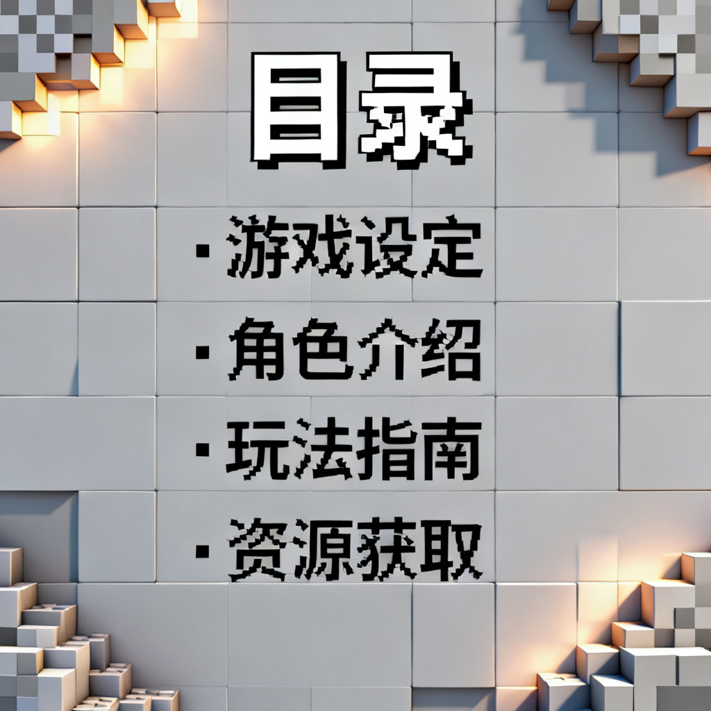 我的世界像素风PPT目录页,方块元素,低多边形,游戏化设计