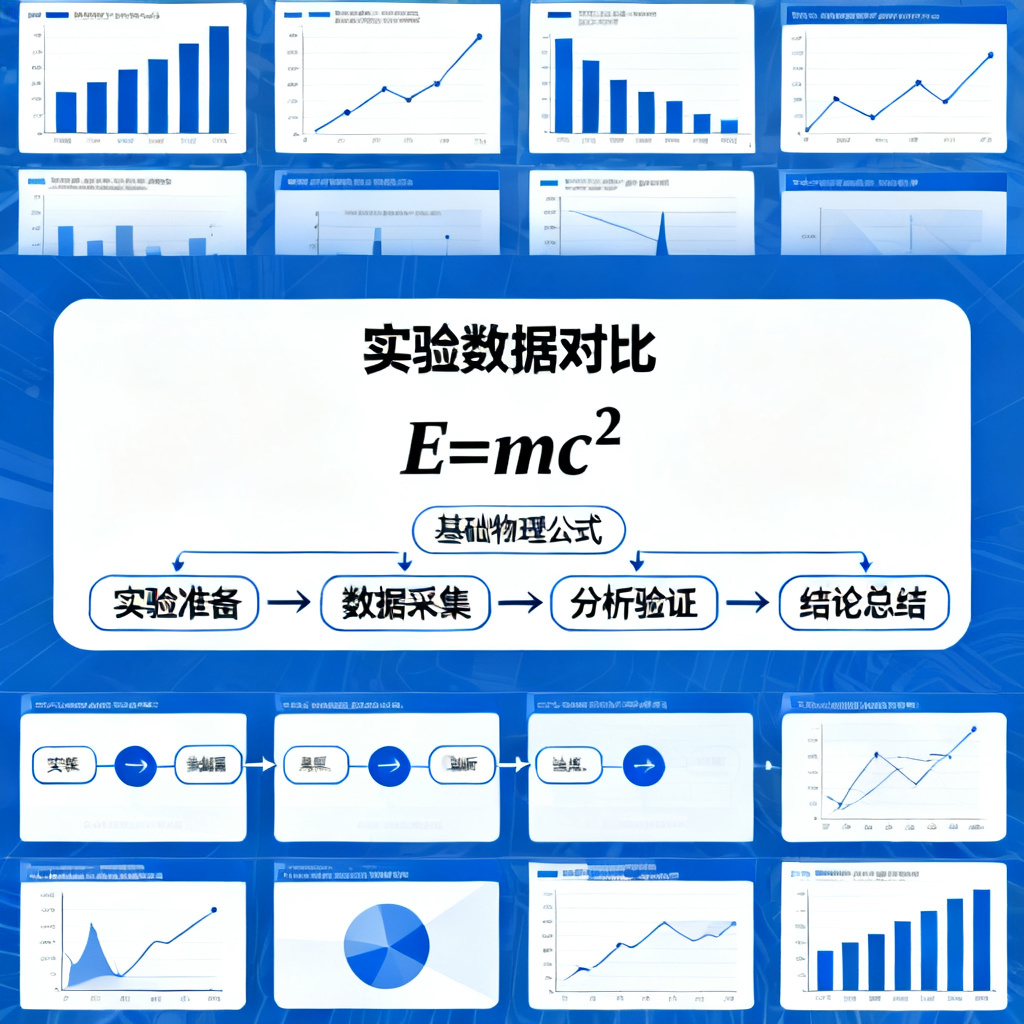 ChatPPT内置的学术模板示例,包含数据图表、公式和实验流程图,风格专业严谨