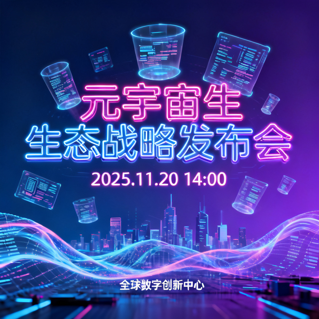 赛博朋克风格的元宇宙路演PPT页面,霓虹灯管字体,全息投影元素,深蓝与紫色调,科技感十足,细节丰富